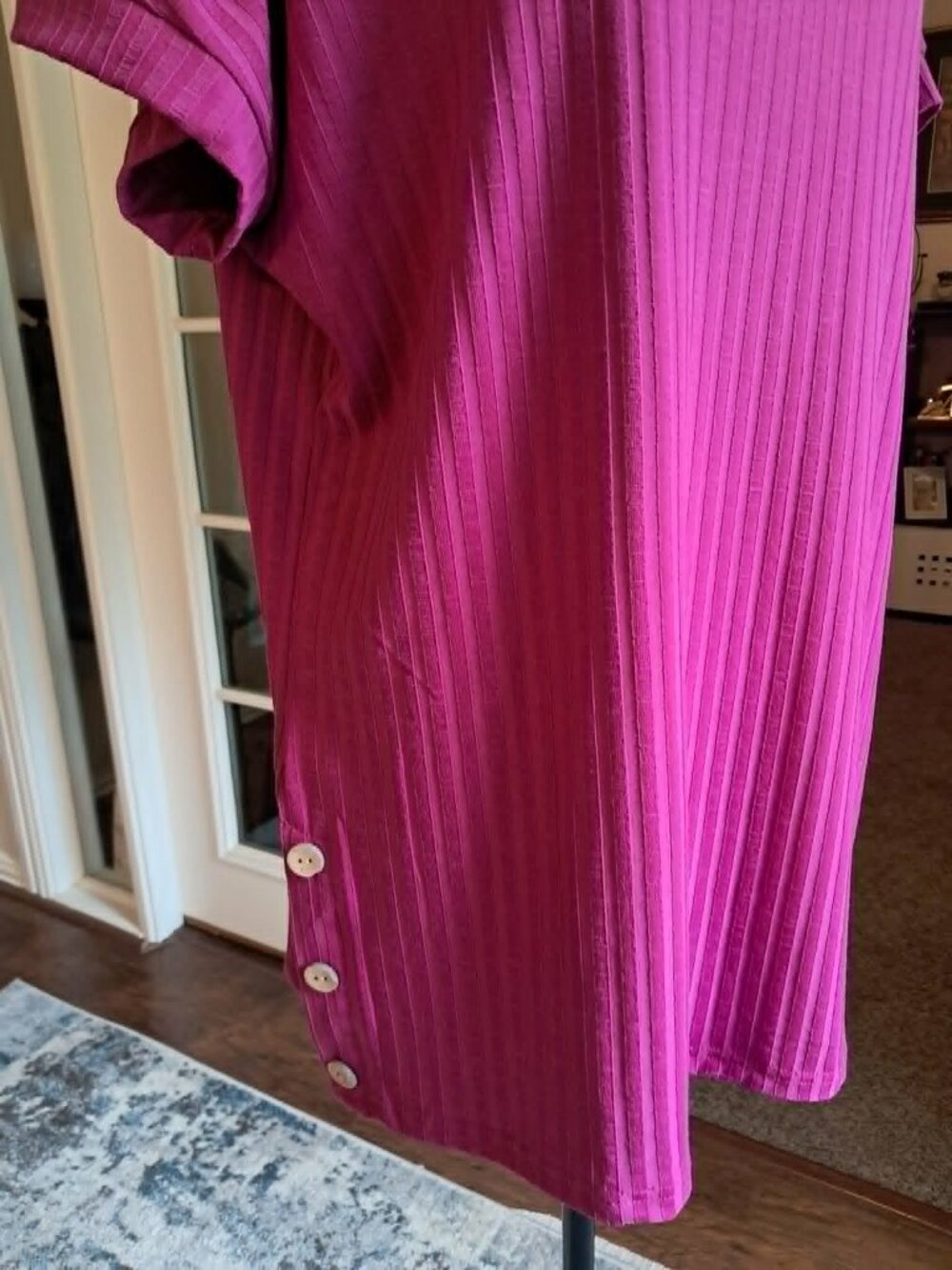Pink Ribbed Top w/ Side Buttons Size XL - Picture 6 of 8